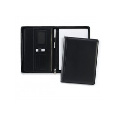 Black Ascot Leather A4 Zipped Deluxe Conference Folder