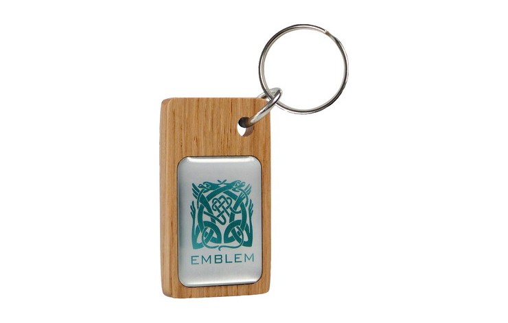 Real Wood Keyring with Domed Metal Insert