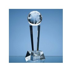 26cm Optical Crystal Facetted Globe Column Award