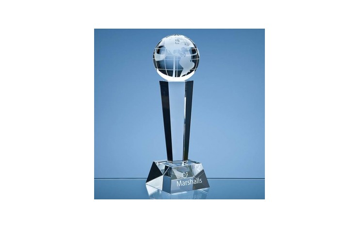 26cm Optical Crystal Facetted Globe Column Award