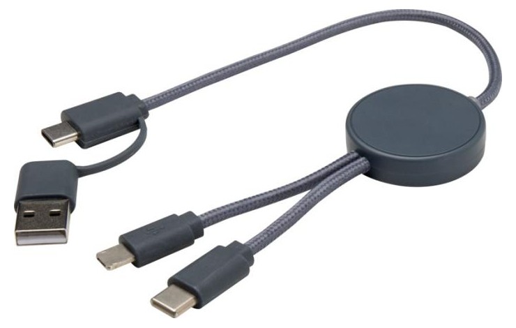 5-in-1 Recycled Plastic 30cm Data Cable