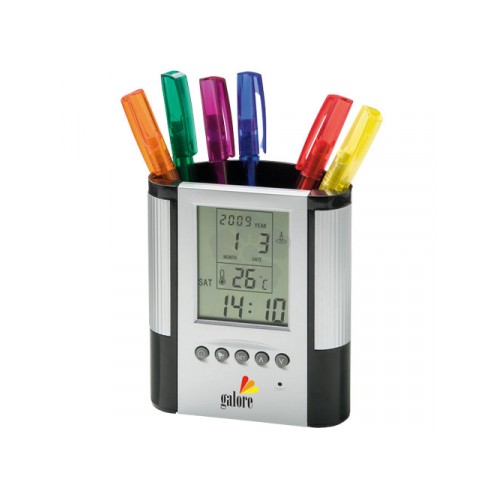 Promotional Alarm Clock/Pen Holder, Personalised by MoJo Promotions