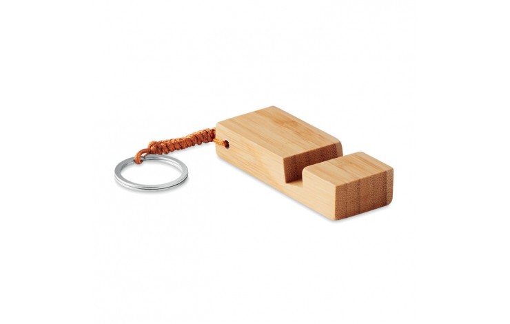 Bamboo keyring with phone holder