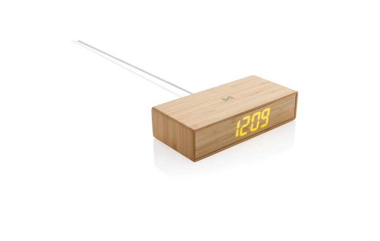 Bamboo Wireless Charging Alarm Clock