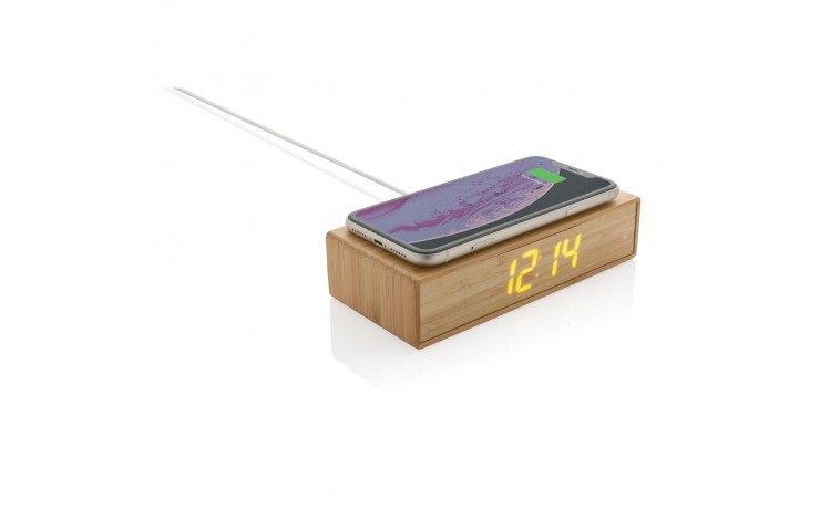 Bamboo Wireless Charging Alarm Clock