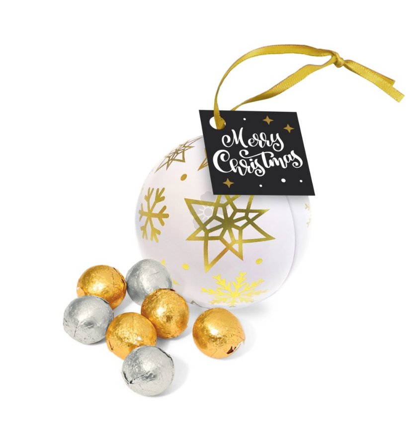 Promotional Bauble Tin with Chocolate Balls, Personalised by MoJo Promotions