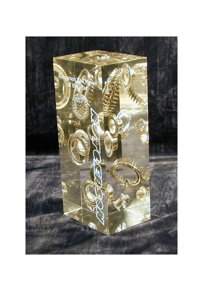 Promotional Bespoke Acrylic Paperweight / Award, Personalised by MoJo