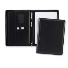 Black Ascot Leather A4 Zipped Deluxe Conference Folder