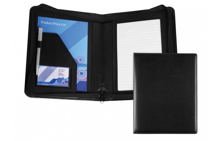 Black Belluno A5 Zipped Conference Folder
