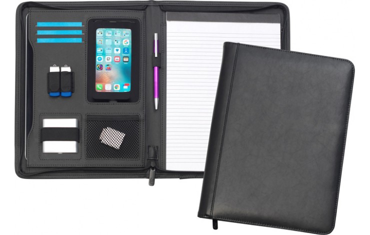 Blaston A4 Zipped Leather Conference Tablet Folder