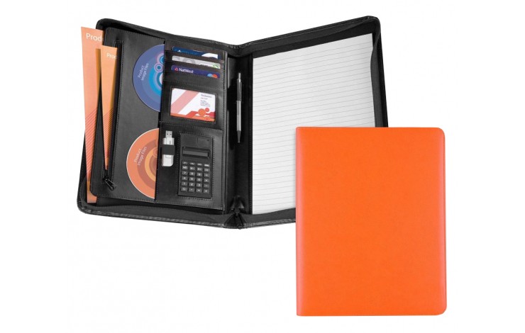 Coloured Leather Zipped Folder
