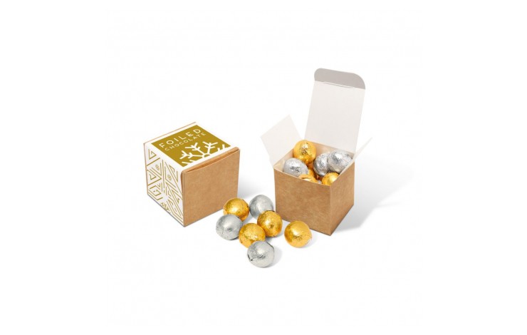 Eco Kraft Cube - Foiled Chocolate Balls