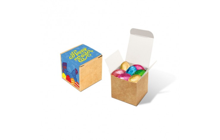 Eco Kraft Cube -  Foiled Chocolate Eggs