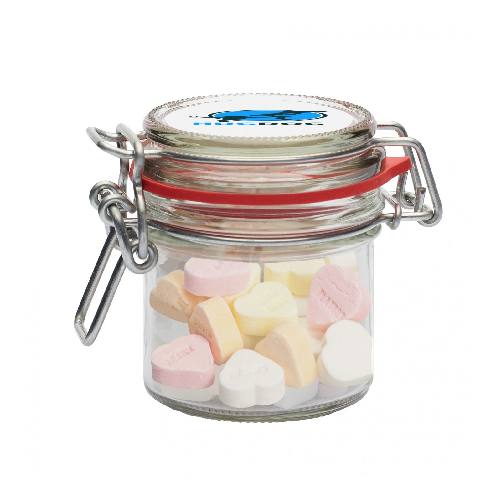 Promotional Flip Top Glass Sweet Jar, Personalised by MoJo Promotions