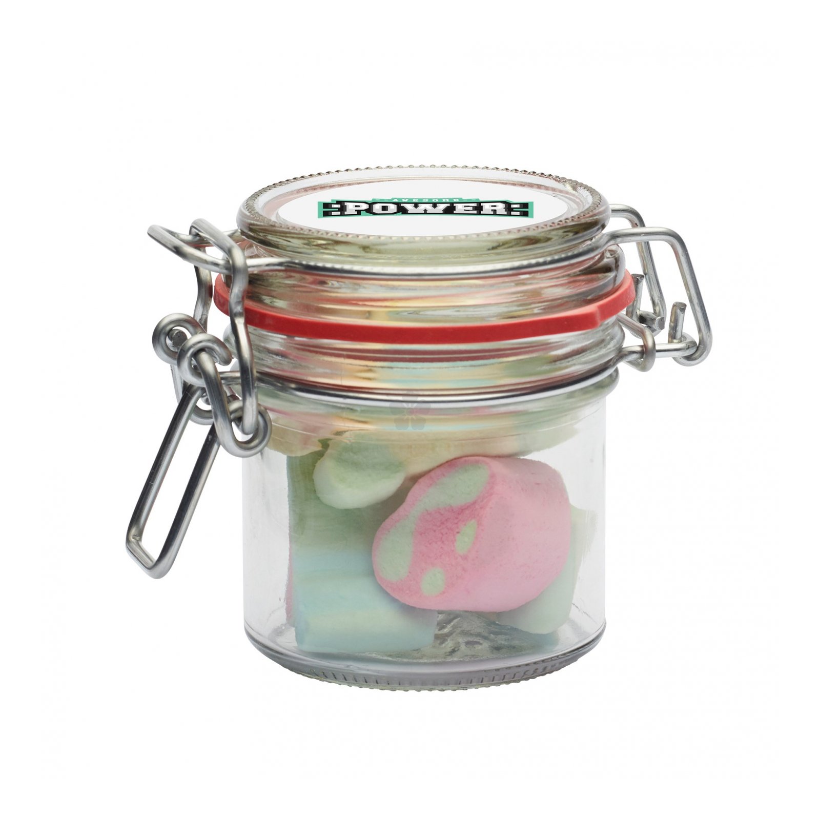 Promotional Flip Top Glass Sweet Jar, Personalised by MoJo Promotions