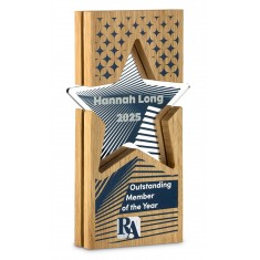 Oak Layered Acrylic Inset Star Award