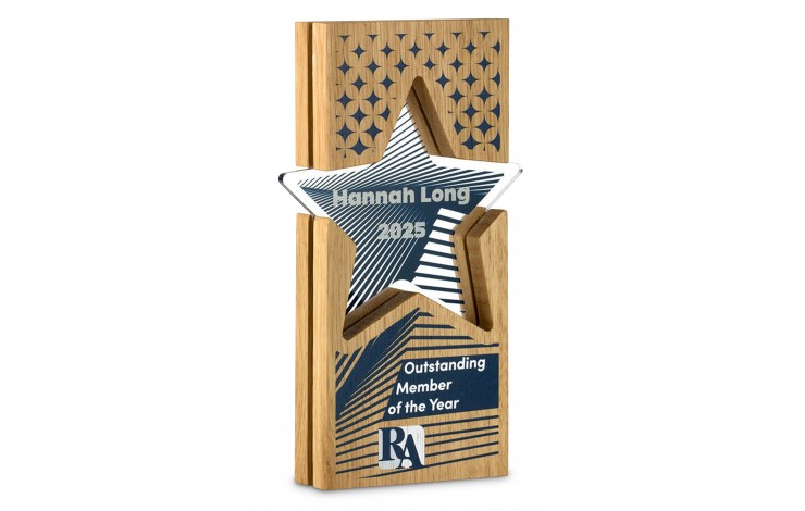 Oak Layered Acrylic Inset Star Award