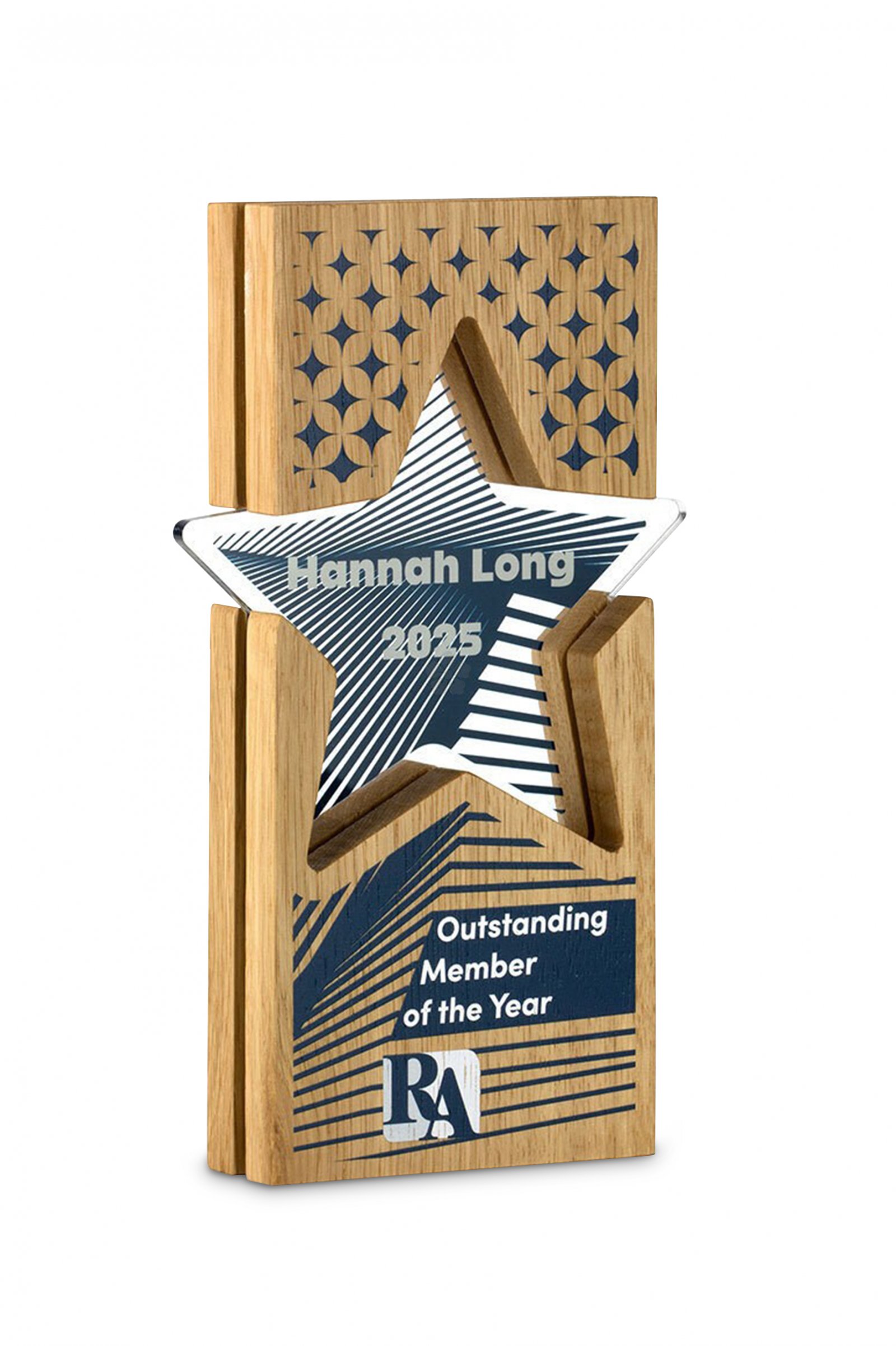 Promotional Full Colour Oak Layered Acrylic Inset Star Award ...