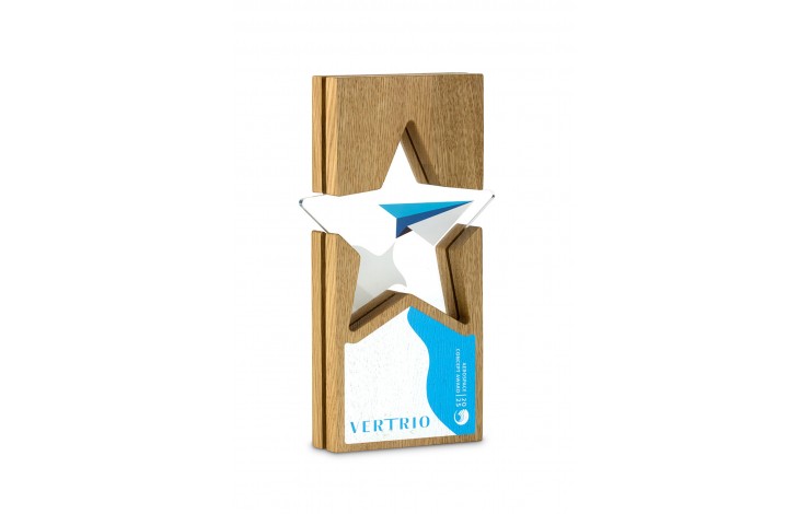 Full Colour Oak Layered Acrylic Inset Star Award