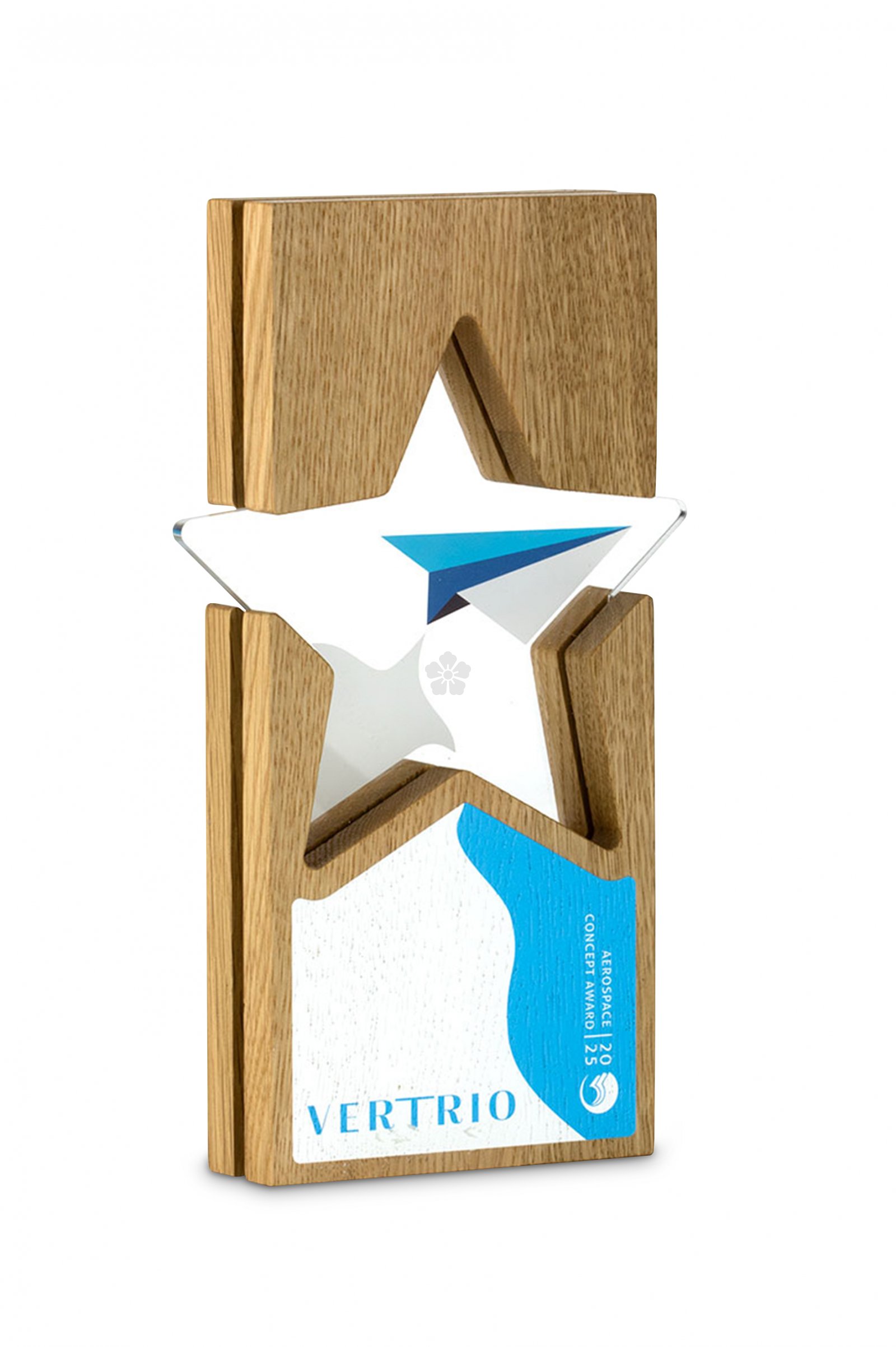 Promotional Full Colour Oak Layered Acrylic Inset Star Award ...