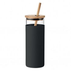 Glass Tumbler with Wooden Lid & Straw