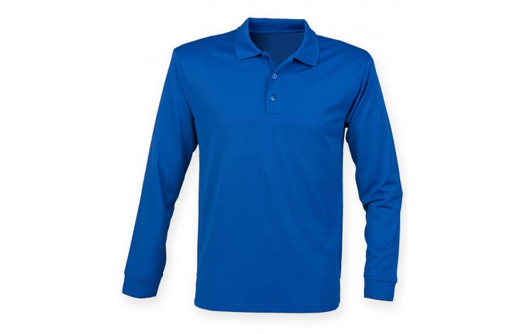 Henbury Coolplus Unisex Long Sleeve Polo