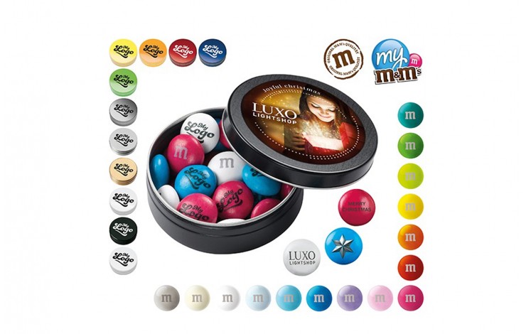 Branded M&Ms in Tin