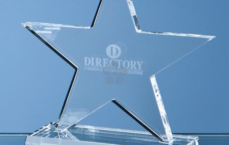 Optical Crystal 5 Pointed Star on Base Award