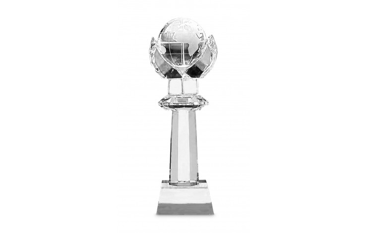 Optical Crystal Mounted Globe Column Award