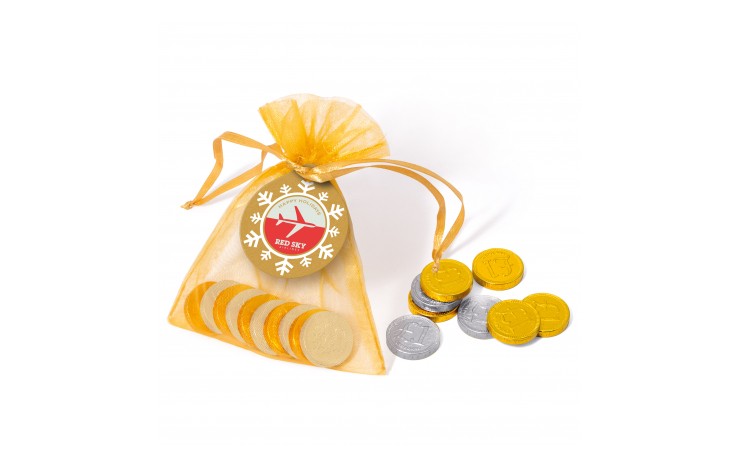 Organza Bag with Chocolate Coins