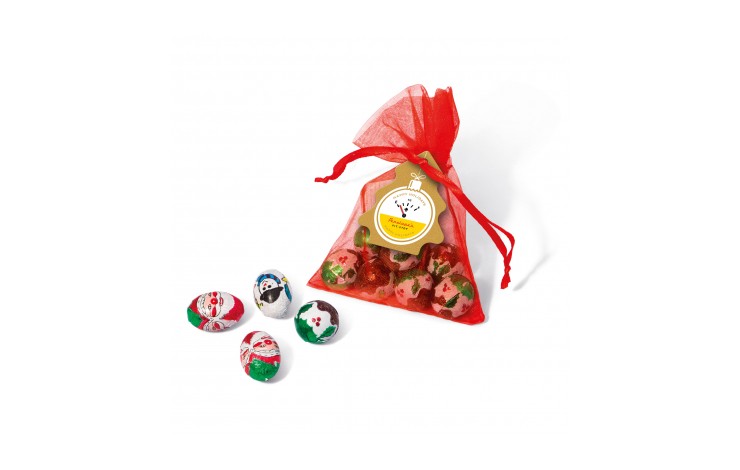 Organza Bag with Christmas Themed Chocolate