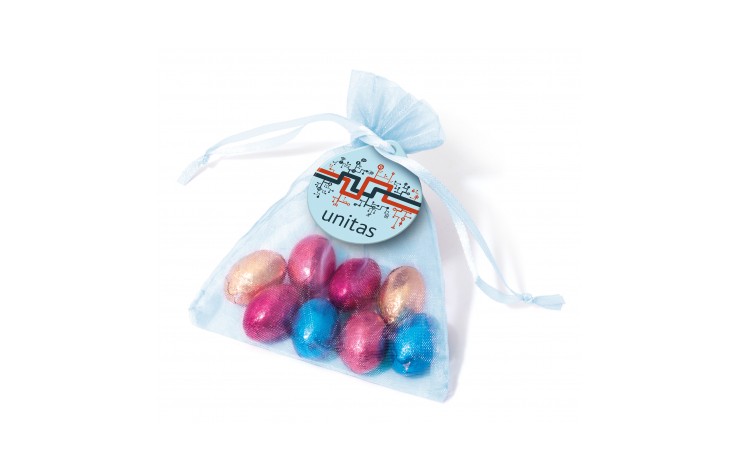Organza Bag with Foil Wrapped Chocolate Eggs