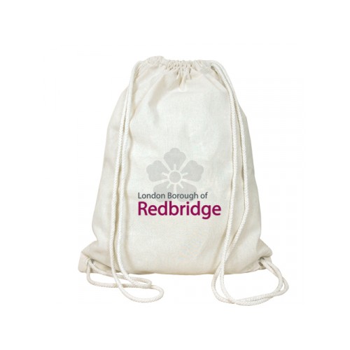Promotional Premium Cotton Drawstring Bag, Personalised by MoJo Promotions