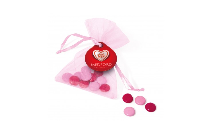 Printed Chocolate Beanies in Organza Bag