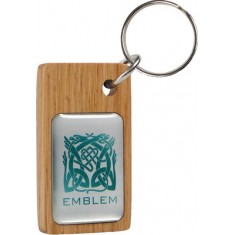 Real Wood Keyring with Domed Metal Insert