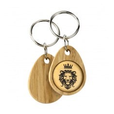 Real Wood Keyring with Domed Metal Insert