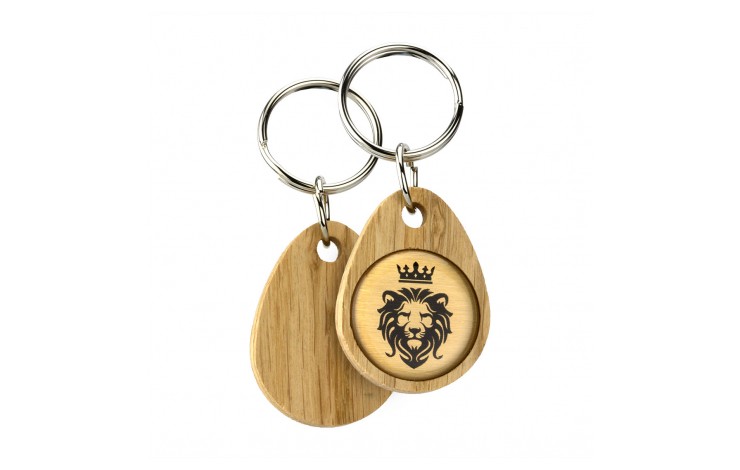 Real Wood Keyring with Domed Metal Insert