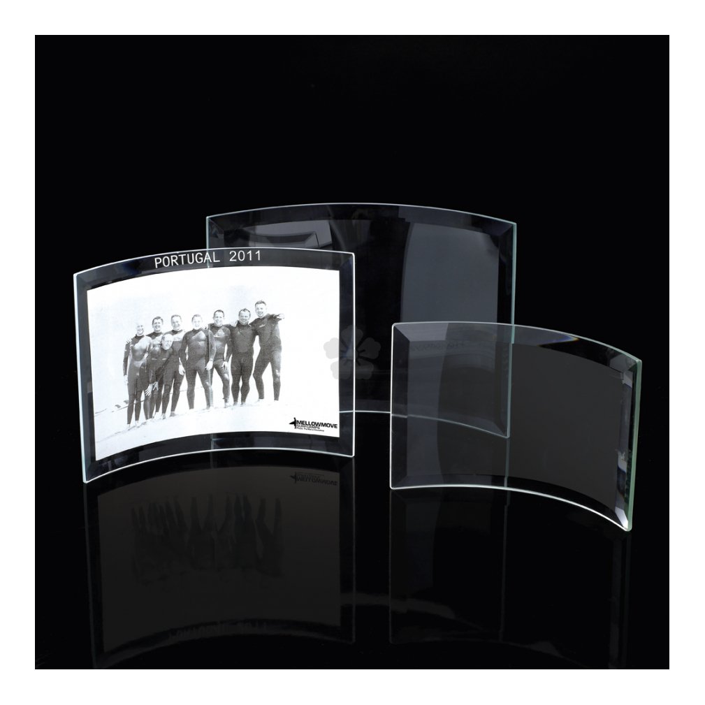 Promotional Small Curved Glass Plaque, Personalised by MoJo Promotions