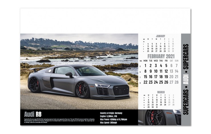 Supercars Wall Calendar