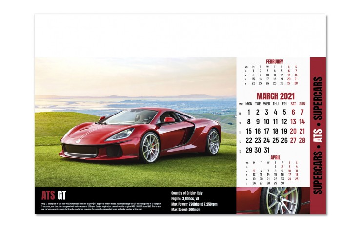 Supercars Wall Calendar