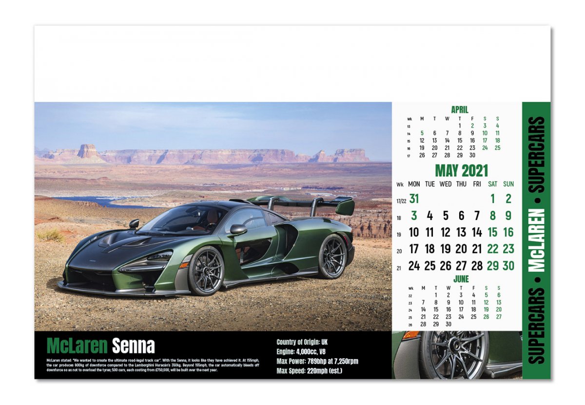 Promotional Supercars Wall Calendar Personalised By Mojo Promotions